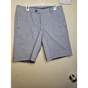 Tommy Bahama Reversible Shorts Plaid Stripe Blue Flat Mens Size 36"x9"